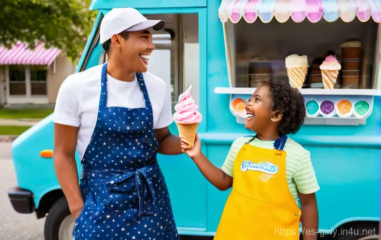 겨울왕국 아이스크림 트럭 - **Prompt 1: The Enchanted Ice Cream Truck Exterior**
    "A whimsical, highly decorated ice cream tr...