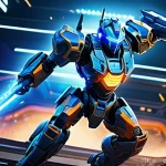 Home 17 터닝메카드 배틀 세트 구성 - **Dynamic Transforming Robot Battle:**
A highly detailed, futuristic transforming robot in its h...
