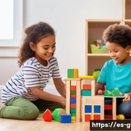 캐릭터 블록놀이와 조립 장난감 - A bright and colorful playroom scene featuring a diverse group of young children aged 3 to 6 years, ...